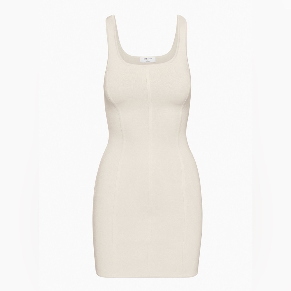 Babaton (Aritzia) sculpt knit bustier dress matte pearl